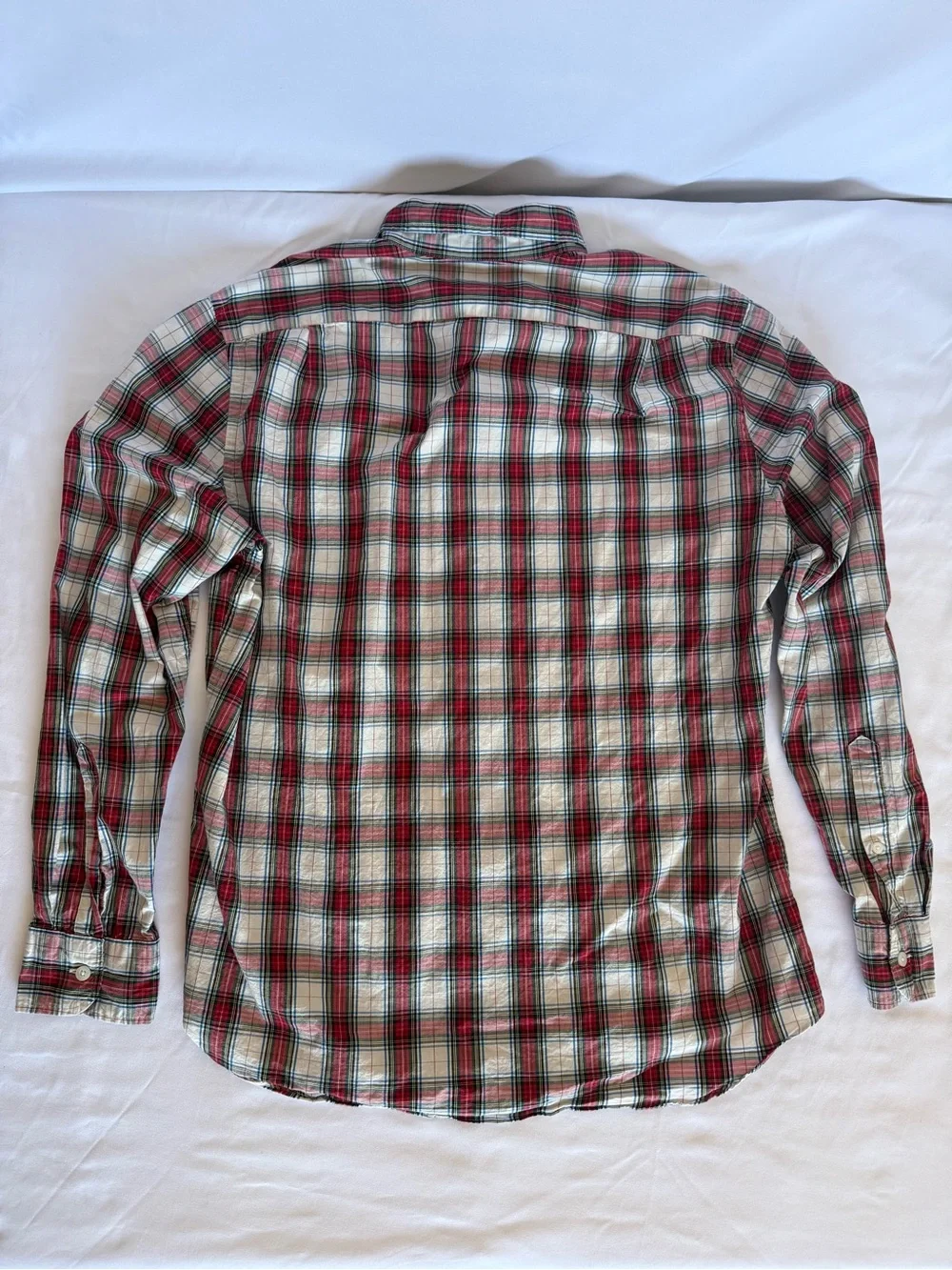 J. Crew Men's Red and Cream Plaid Button-Down Shirt
